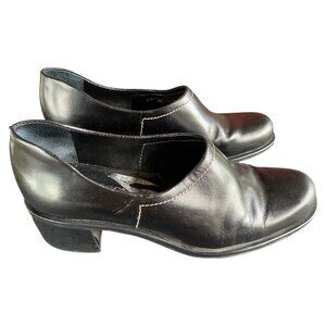 Franco Sarto Black Leather Slip On Heels